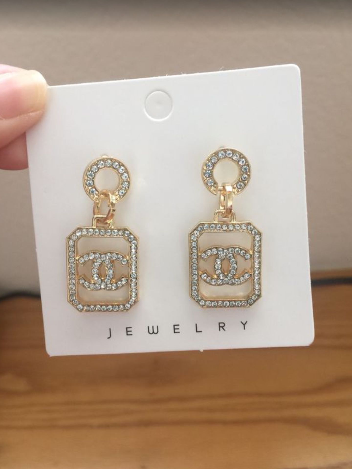 New CC Gold Plated Surrounds diamonds earrings 925 Silver