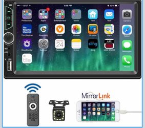 7inch Car Stereo Double Din Radio Touchscreen with Backup Camera Multimedia Car Audio Support Mirror Link, Bluetooth Caller ID, FM/MP3/MP4/USB/Subwoof
