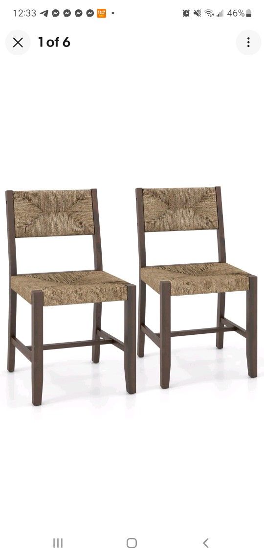 π₯ BRAND NEW GOFLAME Wooden Dining Chairs β Set of 2 | Hand-Woven Rope Seats | Boho Farmhouse Modern Chairs