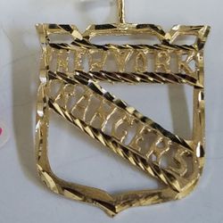14k Yellow Gold New York Rangers Pendant 25x35 mm in Size
