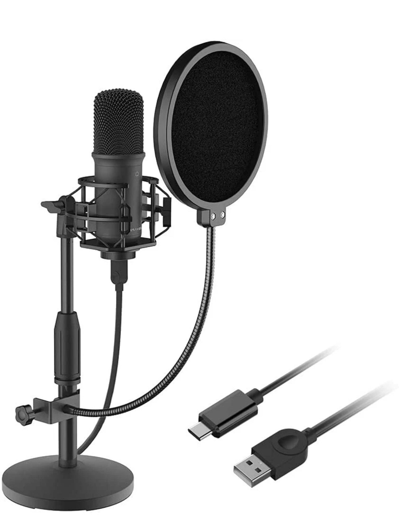 LESYAFEL USB Condenser Microphone Recording Kit with Desktop Stand and Pop Filte