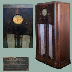 Delco 1109 Console Tube Radio 1930s Art Deco USA Gold Dial 8 Tubes