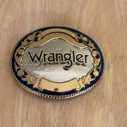 Vintage 80’s Wrangler German Silver Belt Buckle 4”