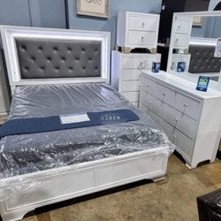 💥DSCOUNT AVAILABLE 💢 GREAT 🪽lyssa Frost Led Upholstrd Panell Bedroomm Sett / Household 