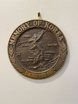 Solid Brass Korean War Medallion Wall Hanging