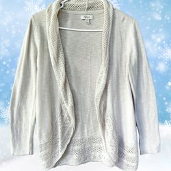 Style & Co. Women's Pointelle-Trim Open Front Cardigan - River Rock/Beige - XS