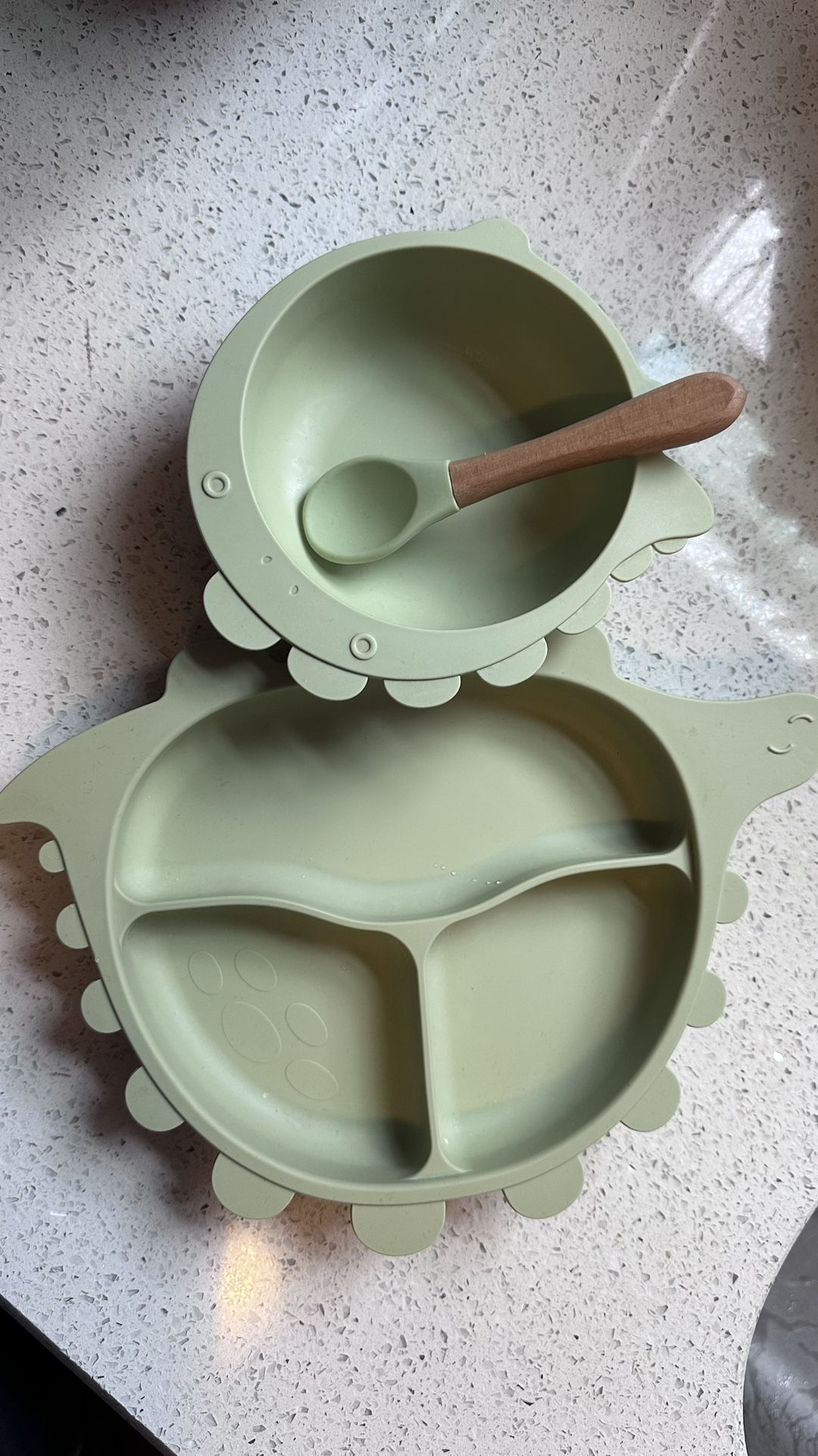Green Silicone Baby Feeding Set
