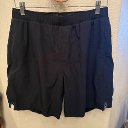 RHONE Men Black Lined Zipped Pockets Athletic Shorts Size Medium