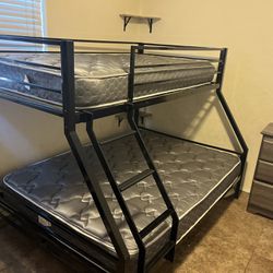 Metal Bunk Beds With Full And Twin Mattresses Included 