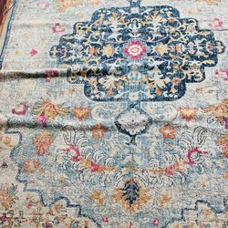 Surya Floransa Area Rug 6'7"x 9'-Turquoise/Navy, Turkish Made