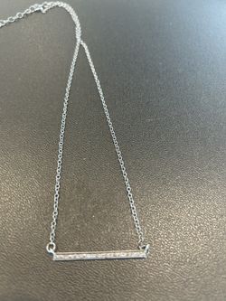 Sterling Silver Diamond Bar Necklace 