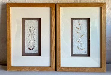 Vintage Botanical Collage Art Set of Two by African Artisans from Madagascar