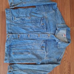 Tyca Blue Trucker Denim Jacket Size Medium Embossed AAA Made in USA