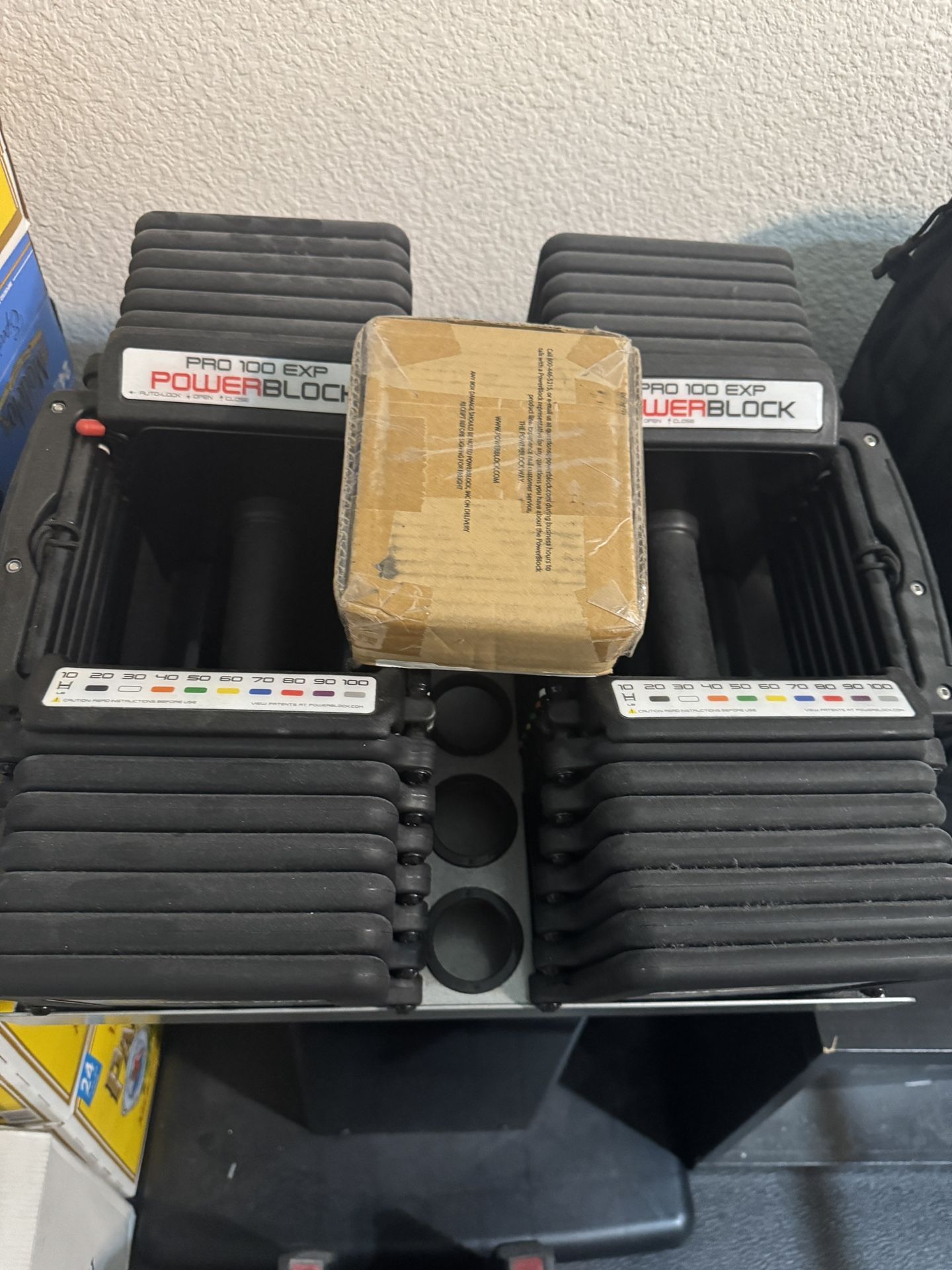 POWERBLOCK PRO 100 EXP Adjustable Dumbells (3 STAGES UP TO 80LBS) READ BELOW (Everything Included)