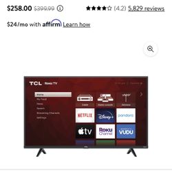 Like New 43” TCL Smart Tv Just $179