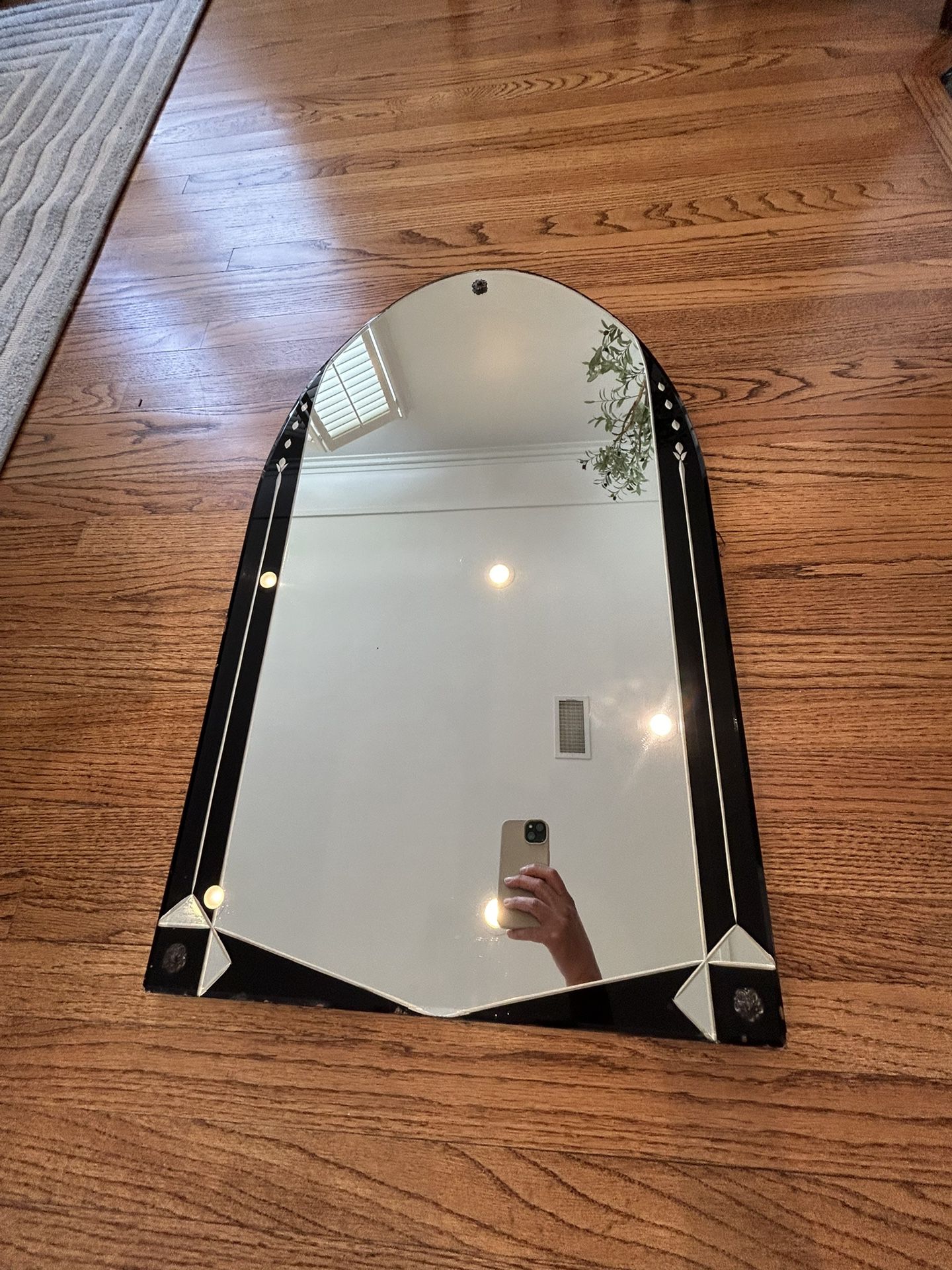Antique Art Deco Arched Wall Hanging Mirror Rare Collectible Vintage 