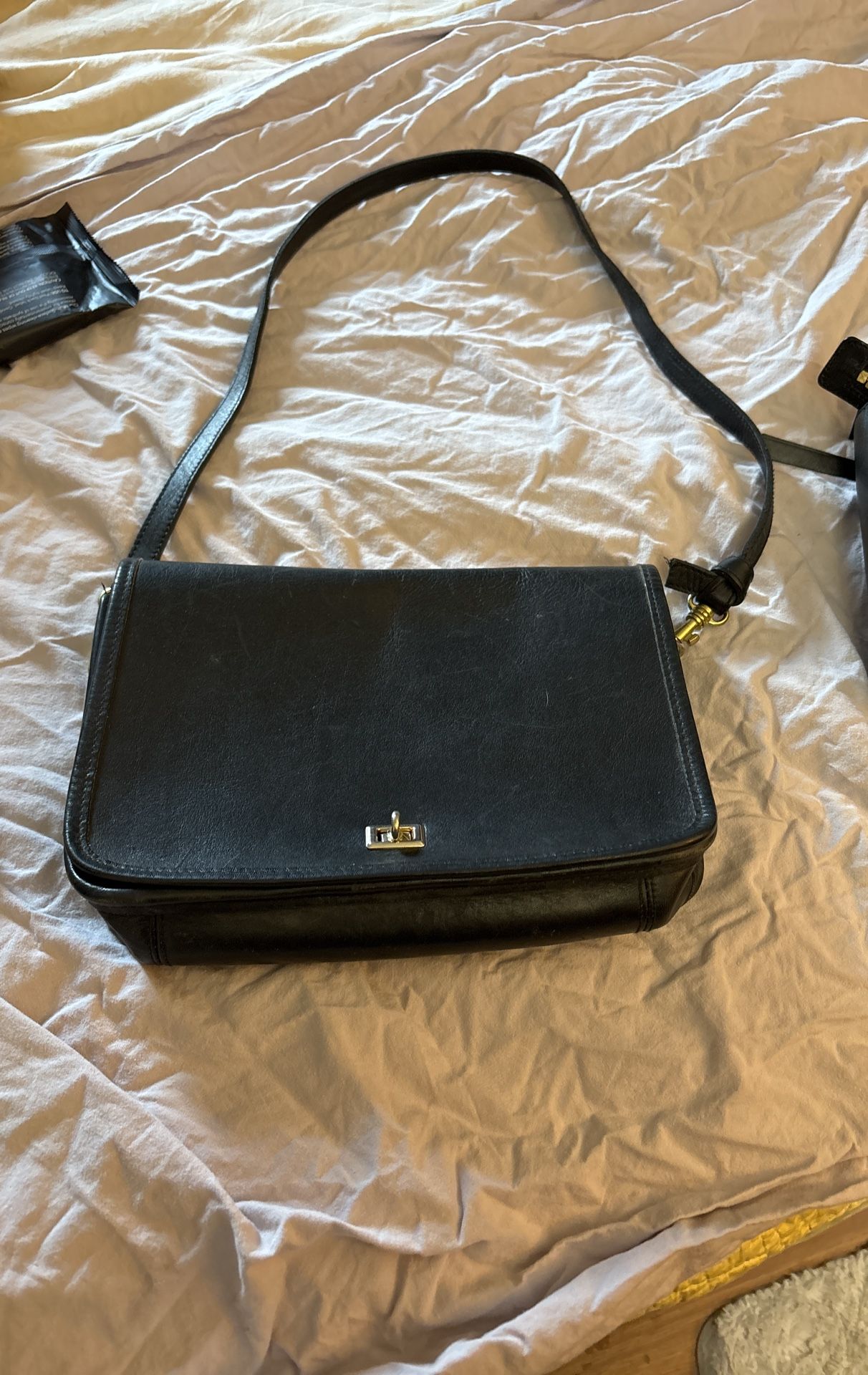 First Edition Black Leather Cross Body Purse