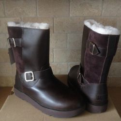 UGG Breida Waterproof Leather / Sheepskin Womens Buckle Boots