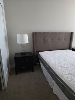 Queen mattres, queen frame and headboard