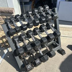 Dumbbell Set With Rack And Equipment Mat