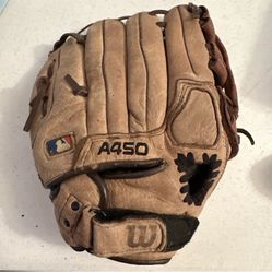 Wilson A450 Leather 11” Baseball Glove and Batting Gloves 