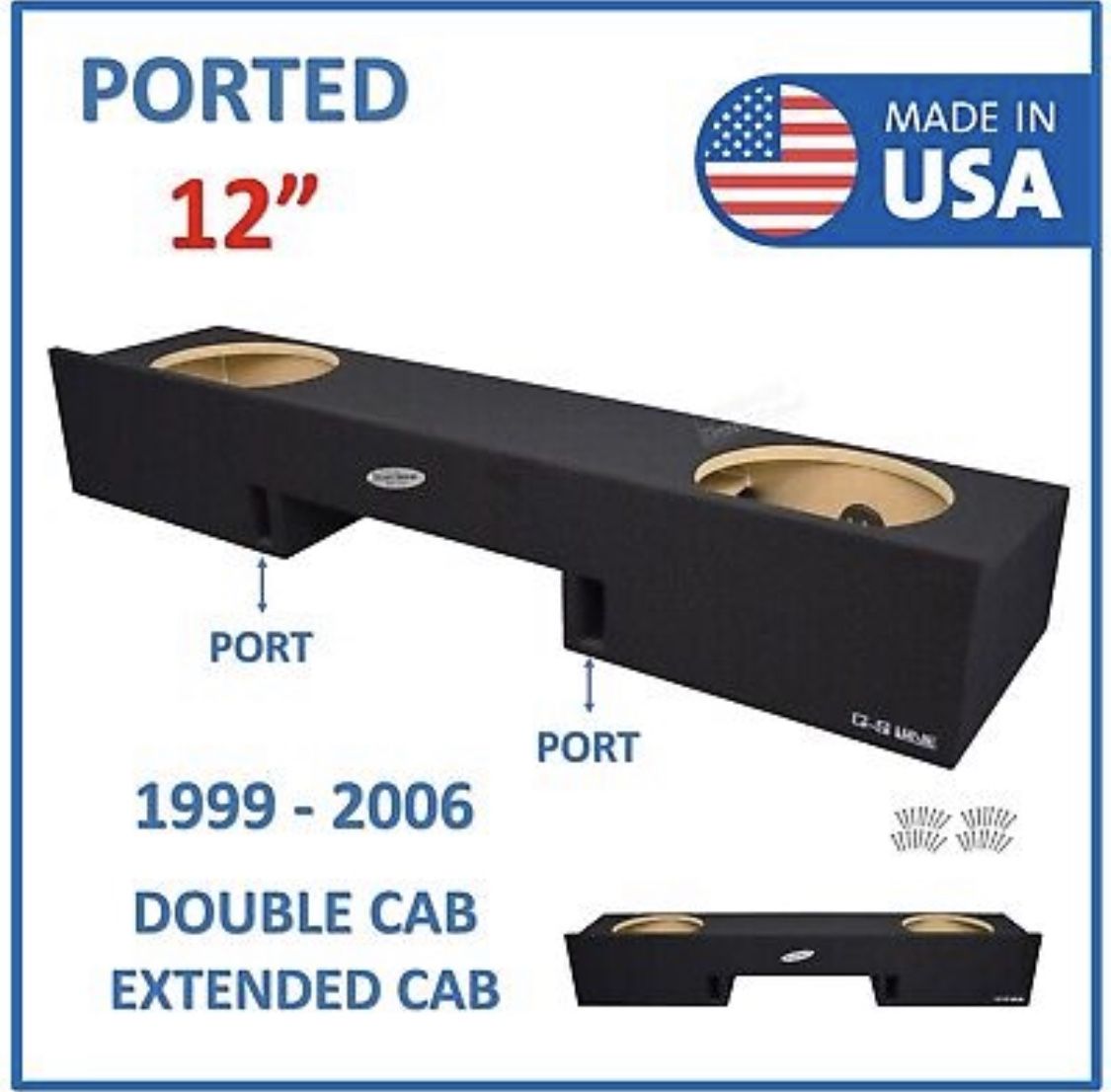 Chevy Silverado Extended Cab 99-2006 12" Dual Ported Sub Box Subwoofer Enclosure