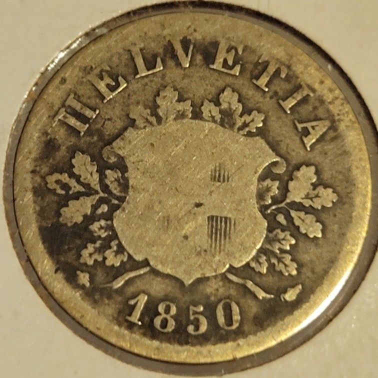 🇨🇭Switzerland 1850 Federal State 10 rappen Scarce Coin 10% Silver 