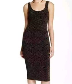New June & Hudson Black Gold Body Con Midi Dress Large