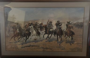 Framed Western Art Print - Cowboys on Horseback