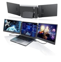 14'' Triple Portable Monitor for Laptop, 1080P FHD IPS Laptop Monitor Extender, Compatible with Windows, Chrome, Switch