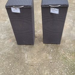 Rattan Brown Trash Cans 
