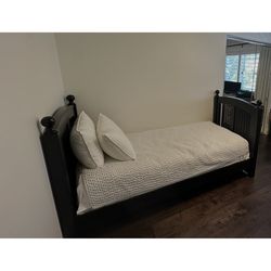 Black twin bed frame & mattress