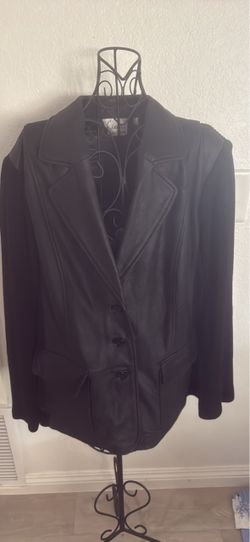 Vintage Linea by Louis Dell’Olio Black Leather Button-Front Jacket