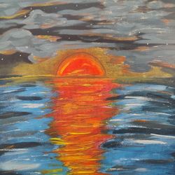 Sunset Over Ocean Painting