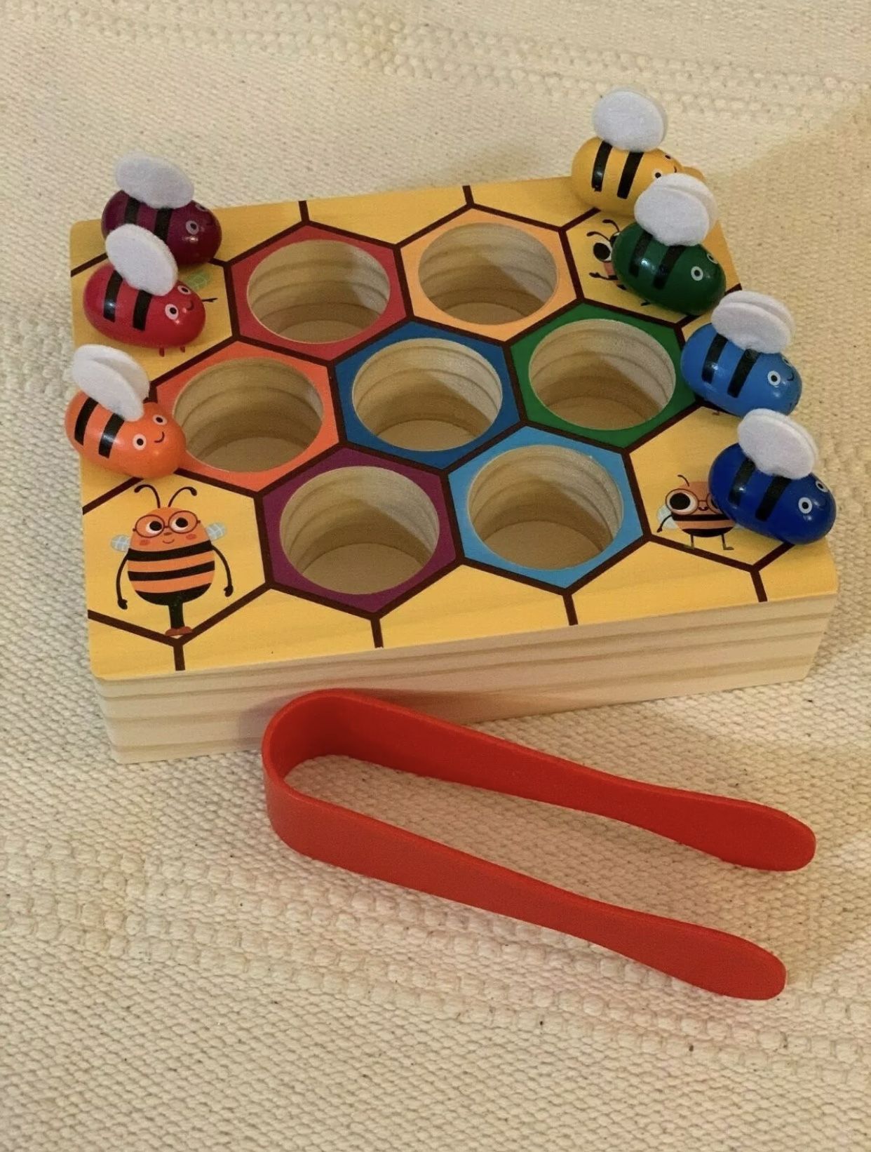 Bee Hive Preschool Educational Wooden - Montessori - Picking Catching Bees