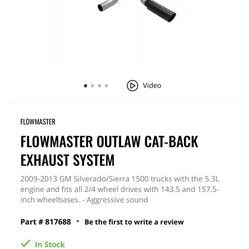 Flowmaster Outlaw Cat-Back Exhaust For 09-13 GM Sierra/Silverado 1500 Extended/Crew Cab