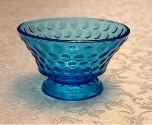 Vintage Bubble Turquoise Blue Footed Sherbet Bowl