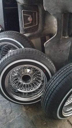 13x7 all chrome crosslace with tires new