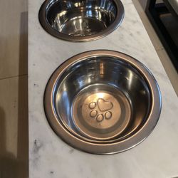2 Marble Dog Bowls