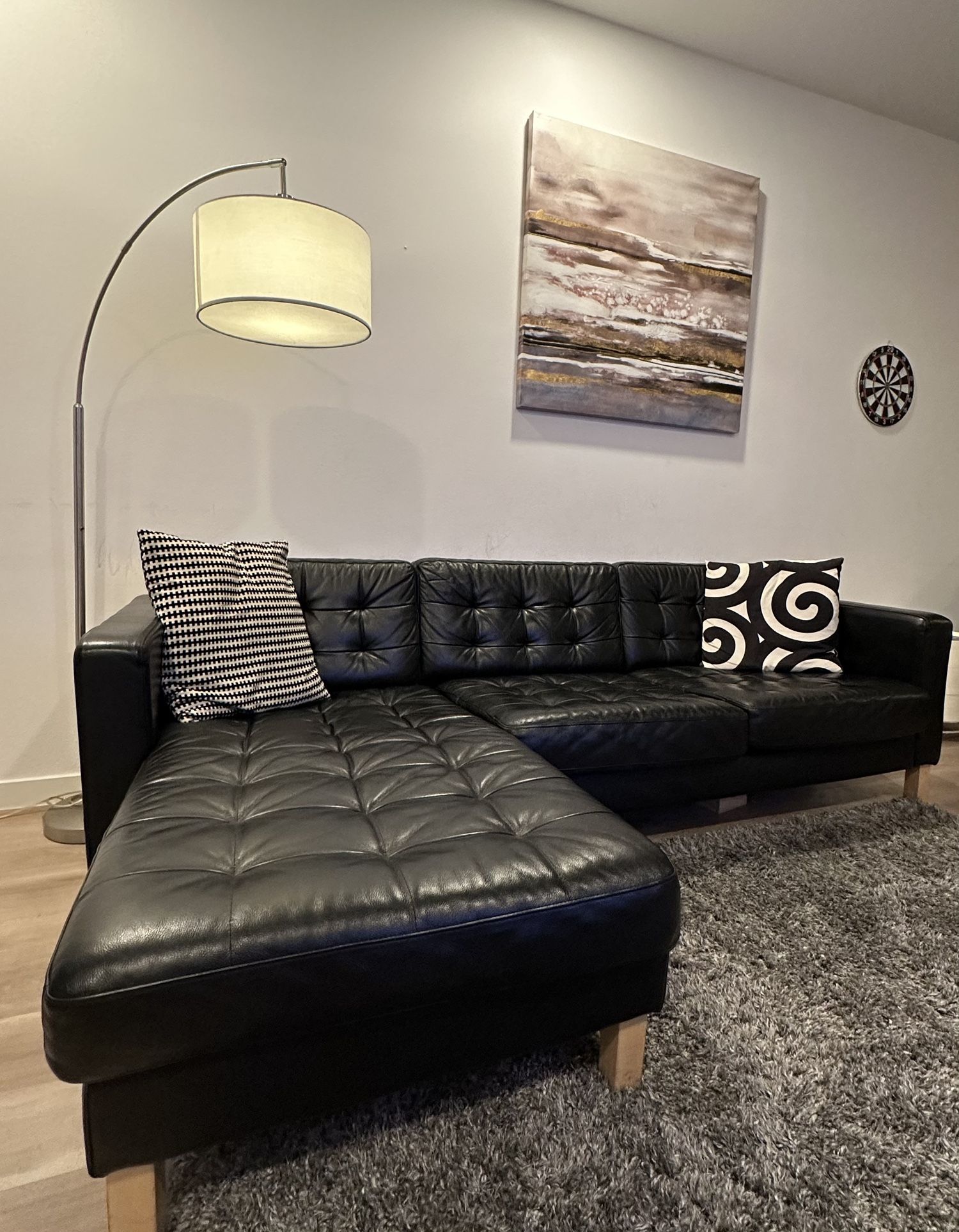 IKEA Morabo Black Leather Sofa