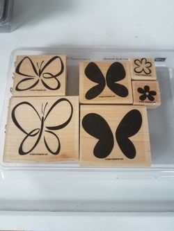 Bold butterfly rubber stamp set