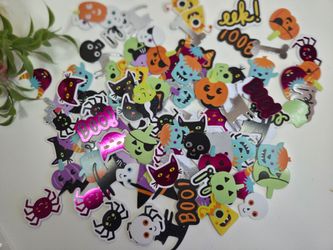 Halloween Prints Stickers Self-Adhesive Pumpkins Jack-O'-Lantern Ghost Witch Bats Monster Stickers 1" 1.5" 2" Embellishments for Kids Craft Favors Rew