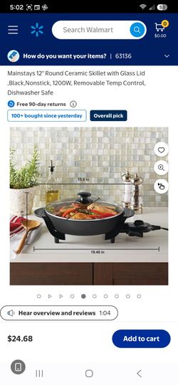 Mainstays 12" Round Ceramic Nonstick Electric Skillet