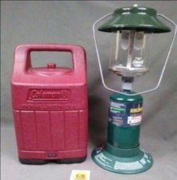Coleman lantern with case, bottle not included