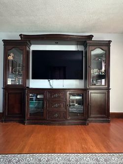 Dark Wood Entertainment Center Wall Unit