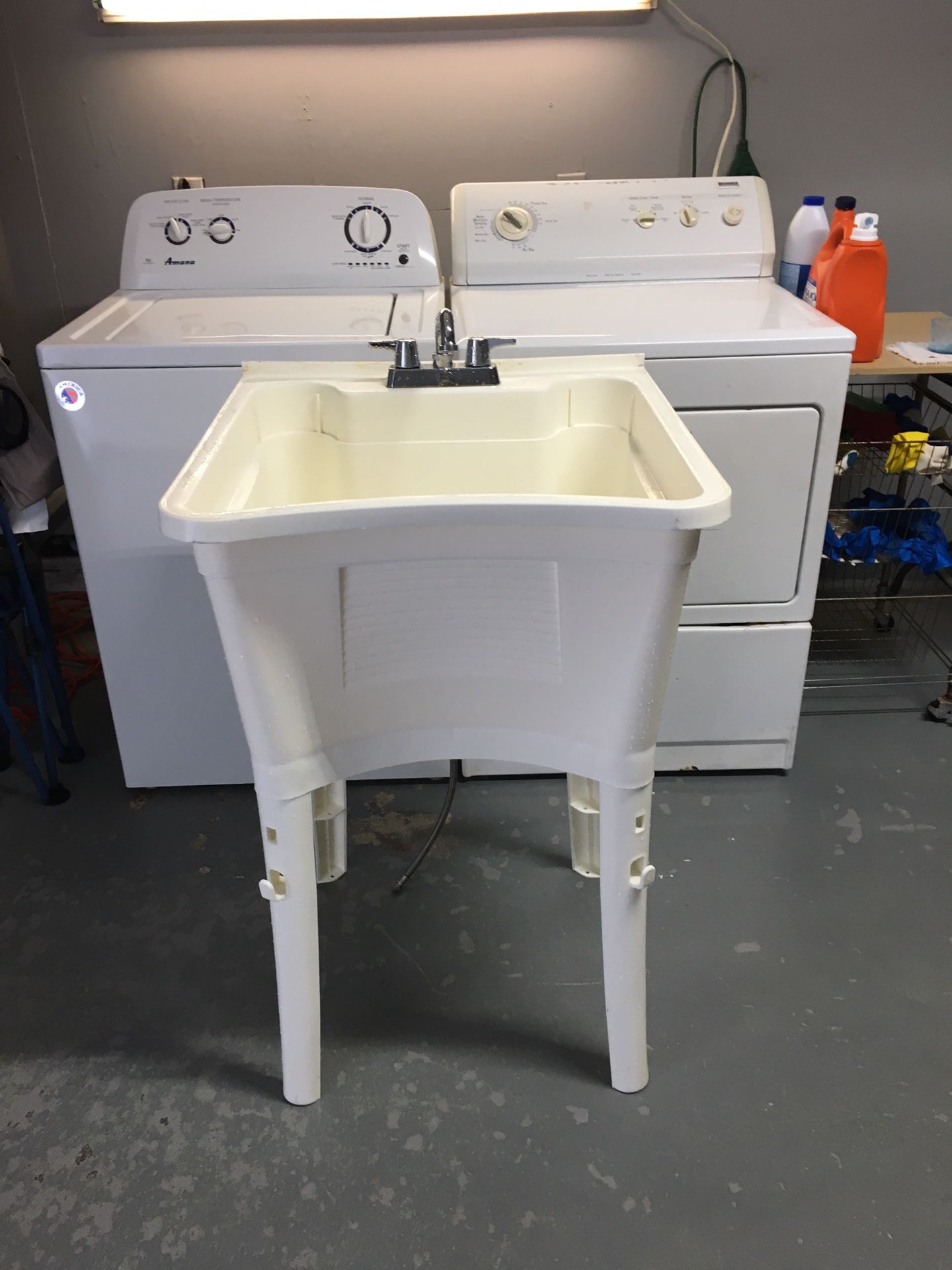 Utility sink with Glacier Bay faucet & support line