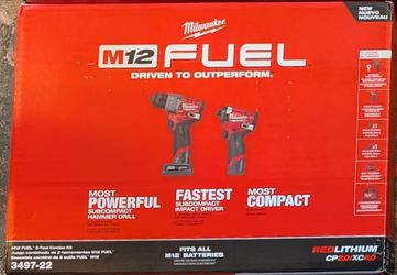M12 FUEL 12-Volt Lithium-Ion Brushless Cordless Hammer Drill and Impact Driver Combo Kit w/2 Batteries and Bag (2-Tool)