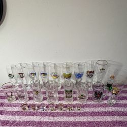 German beer glasses and shot glasses