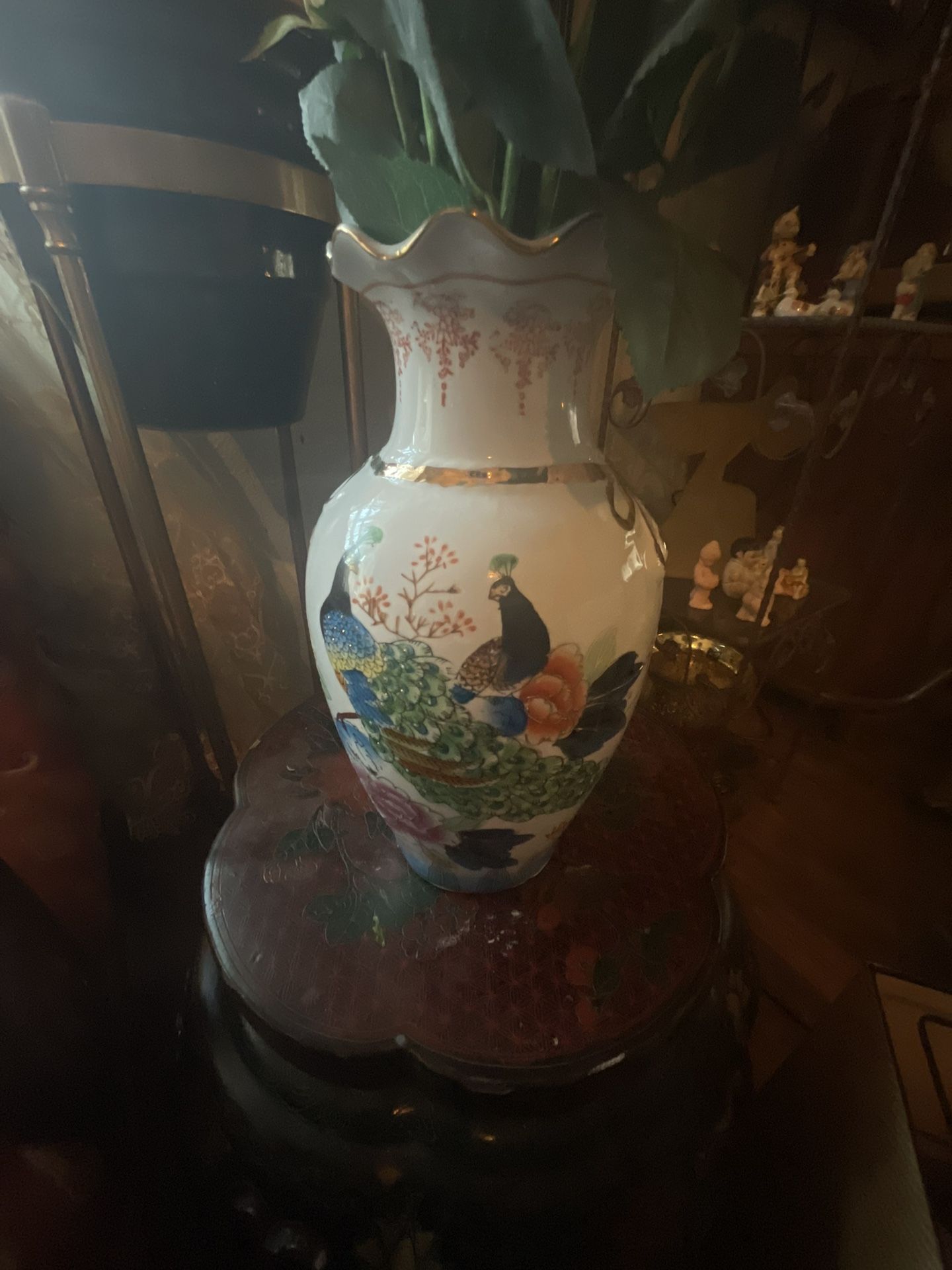 Asian vases andvases and flowers