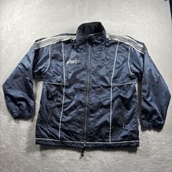 Vintage 90s Asics Track Jacket Windbreaker Men’s L Blue Made in Japan New #2213